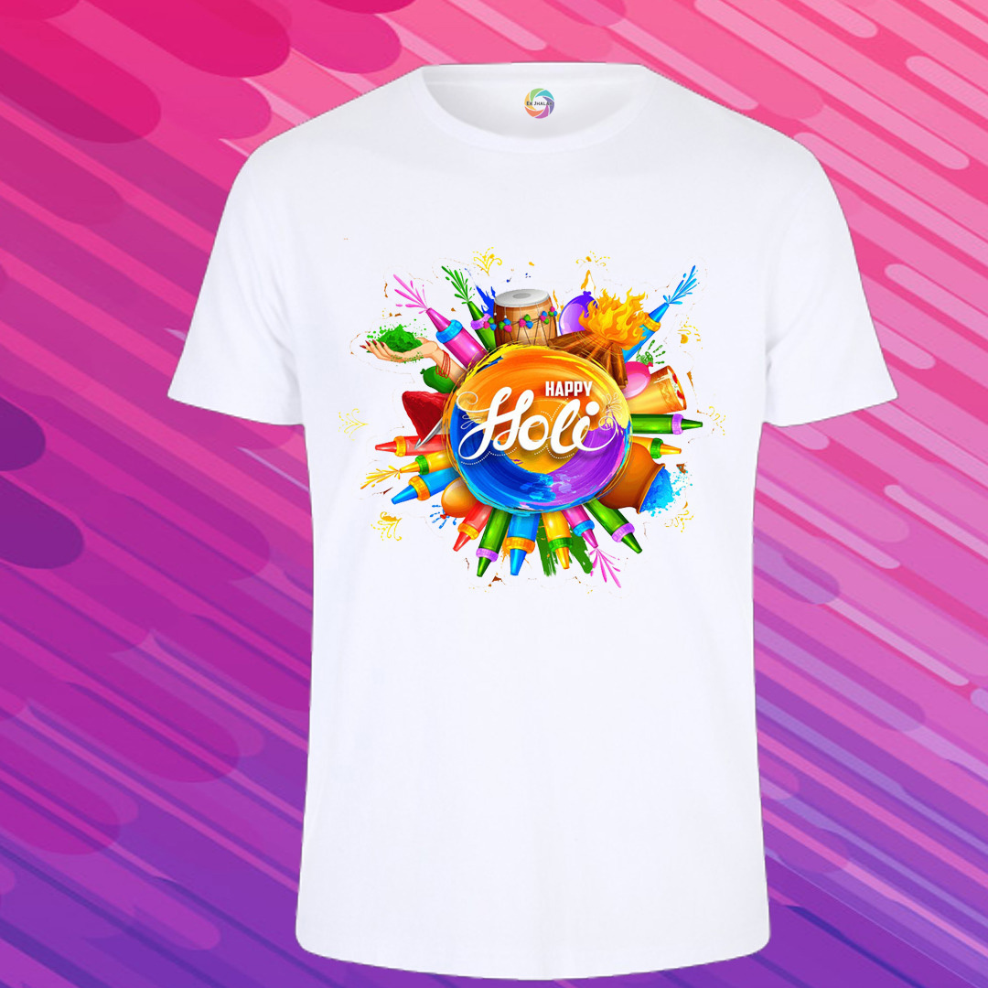 Holi Special Polyester Printed T-Shirt